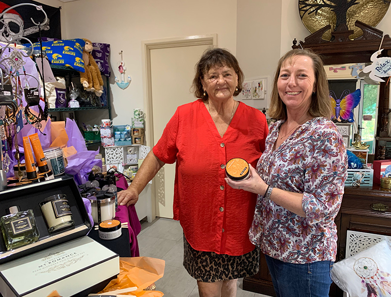 Local business owner Peta Wilson and Kuarlu Gift Shop employee Fiona Allen