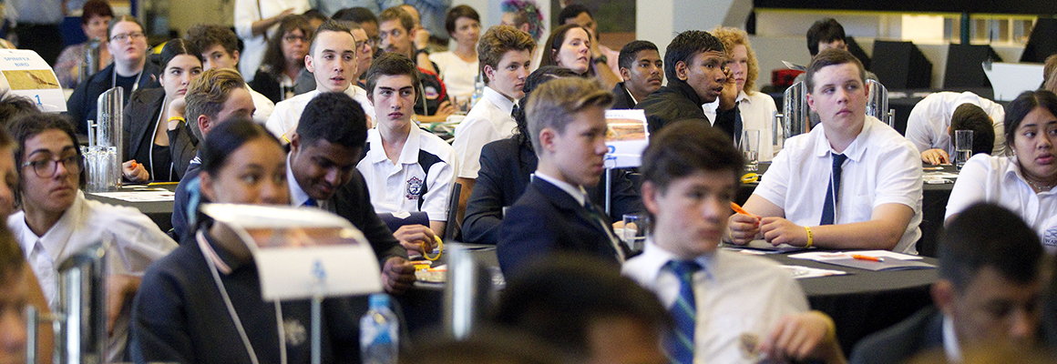 Students at a conference