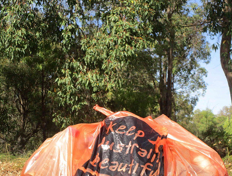 Pick Up Rubbish: Volunteers collected rubbish in the Perth Hills. Picking up rubbish helps to keep our environment and native plants and animals safe and healthy