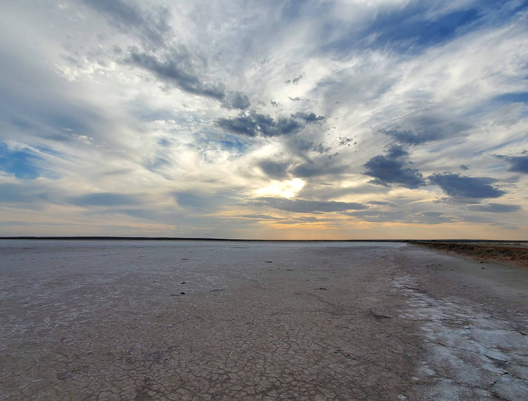 Salt Lake: Beautiful afternoon sky over Lake King in the Wheatbelt. Though arid, salt lakes such as these still support a wide variety of life.