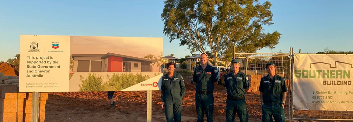 St John ambulance volunteers Renae Coates, Andrew Price, Jason McKenzie and Tim Dunlop on site at the new centre.