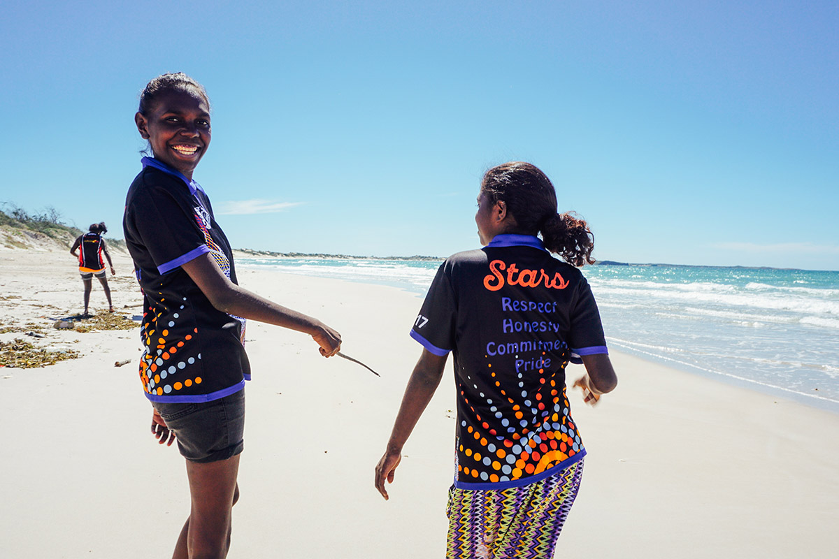 Stars Foundation students on a beach