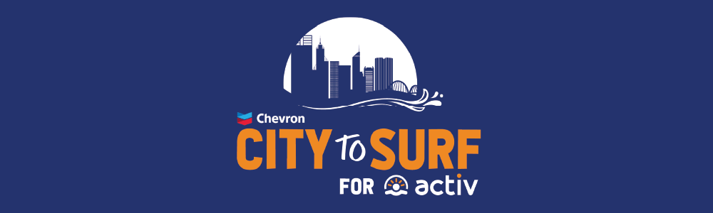 a banner showing the Chevron City to Surf for Activ logo