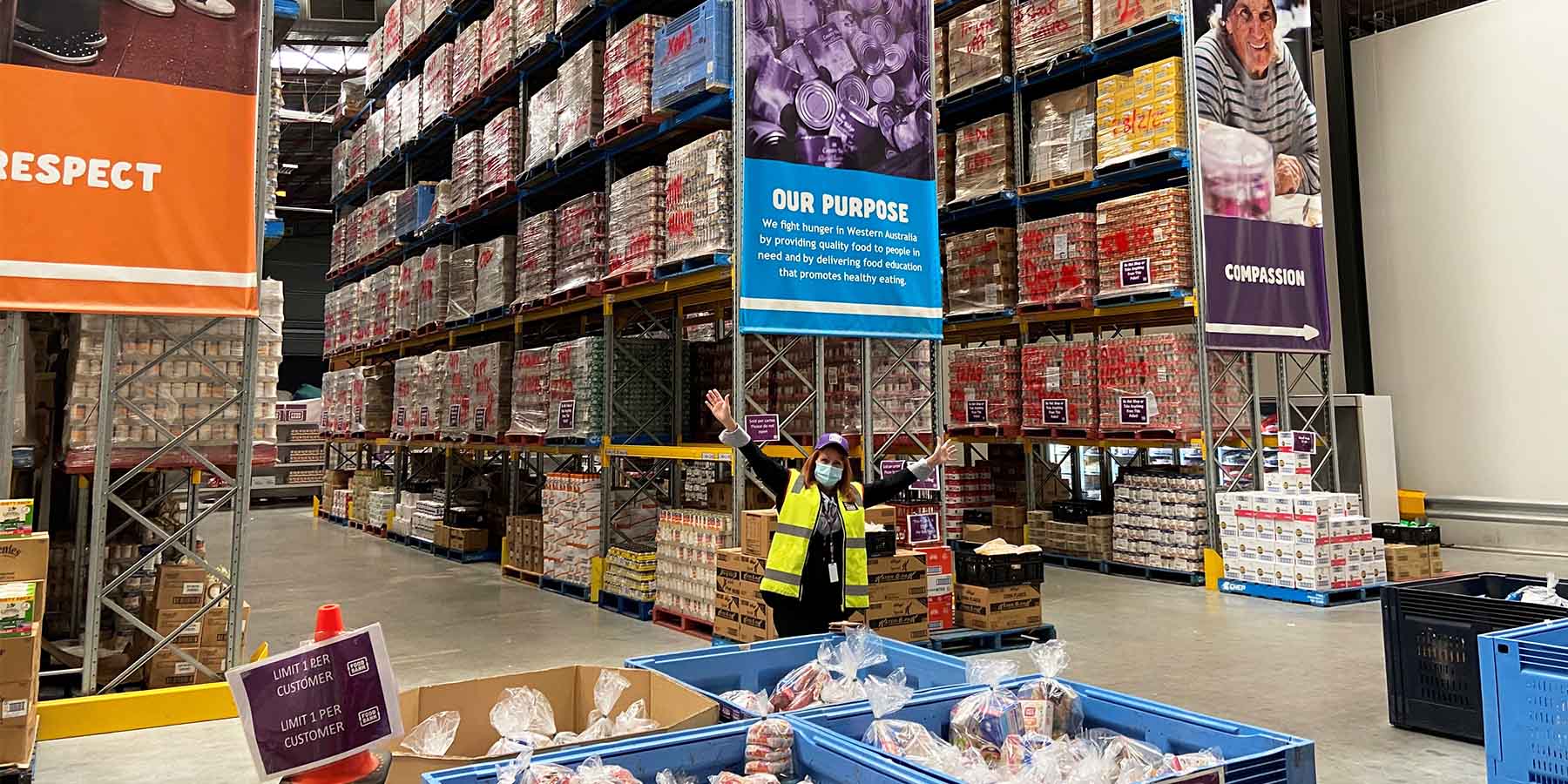 An image of foodbank's warehouse in Perth