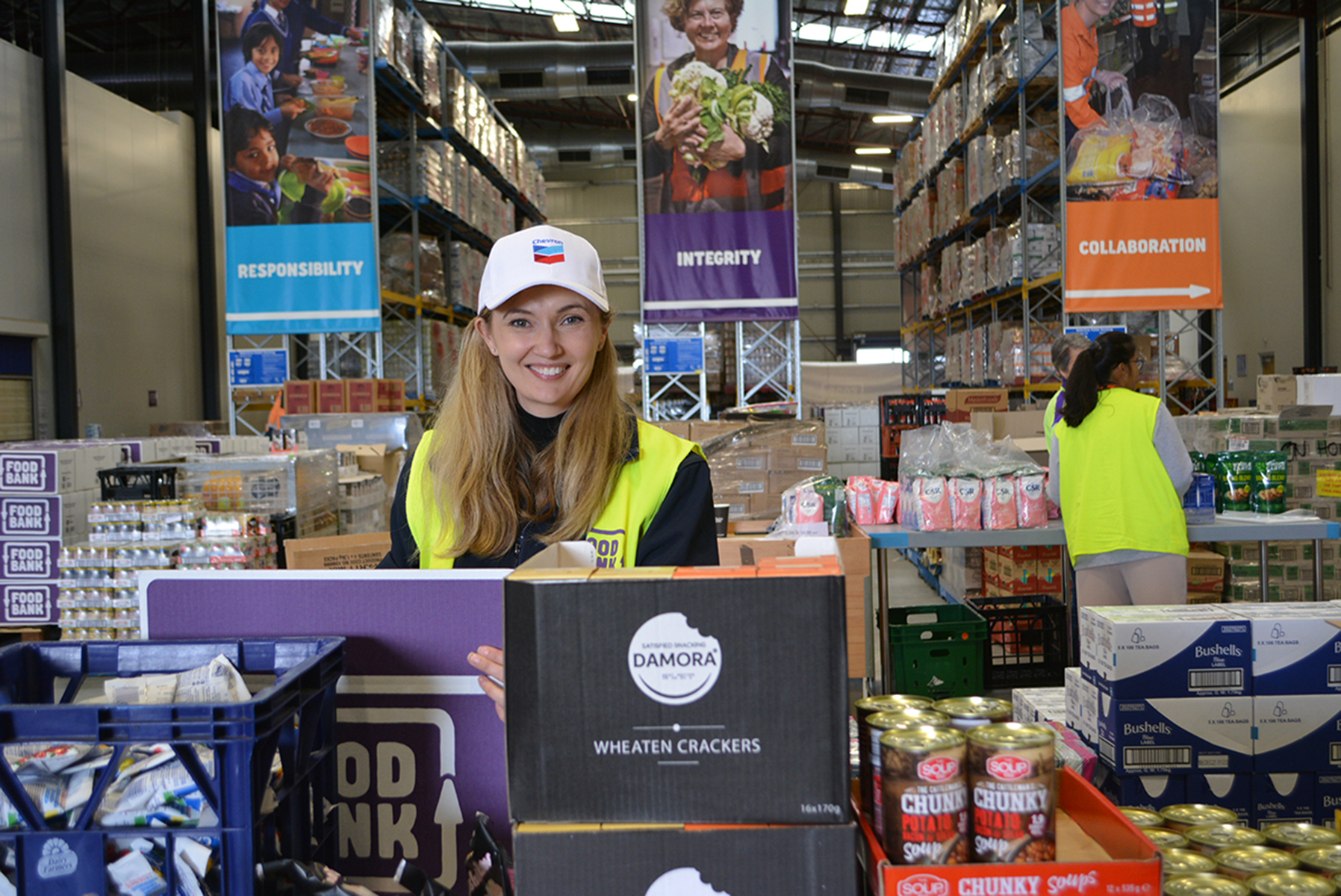 Chevron employee volunteering at Foodbank WA.