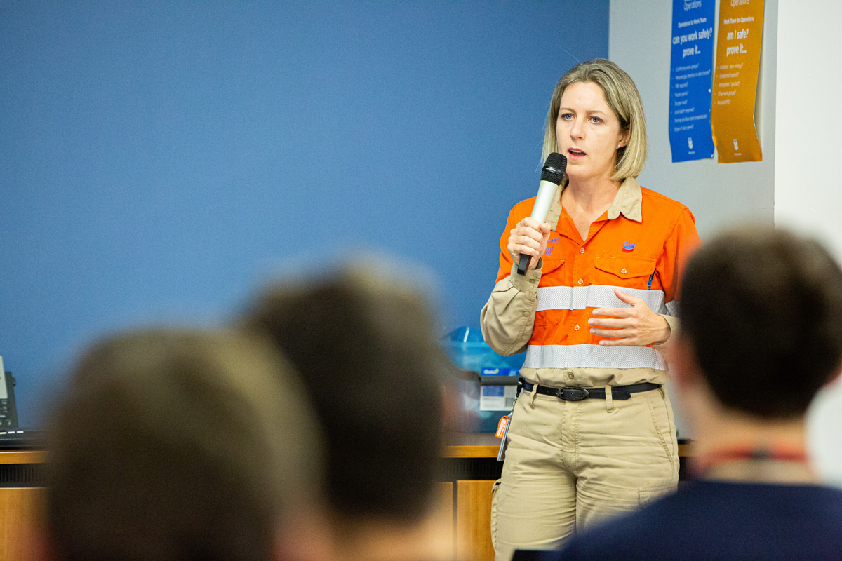 Wheatstone in Operations Production Manager speaking to students with RTS On Tour