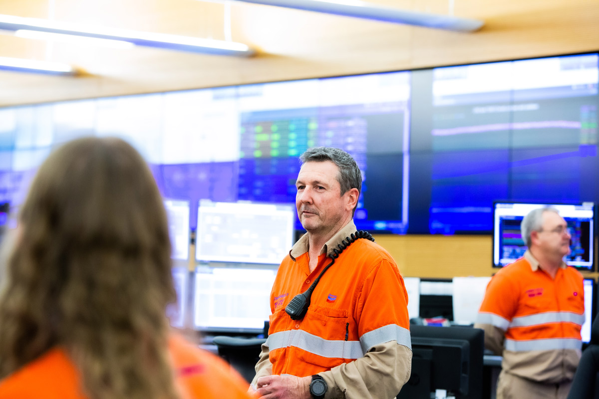 Staff brief RTS On Tour students at Chevron-operated Wheatstone