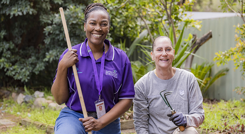 A volunteer from Chevron Australia's women network and a Zonta House staff member.