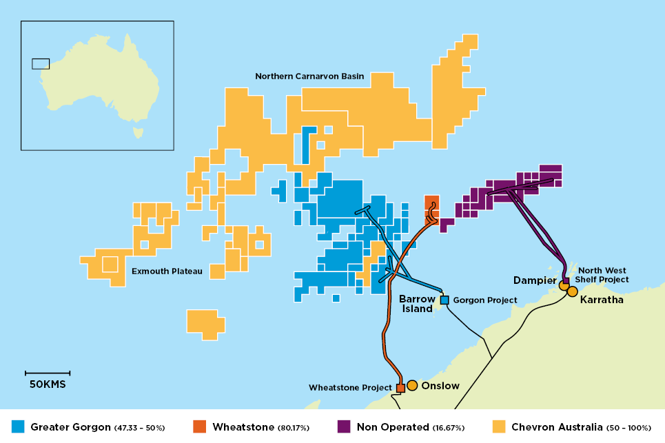 Chevron’s North Western Australia acreage map.