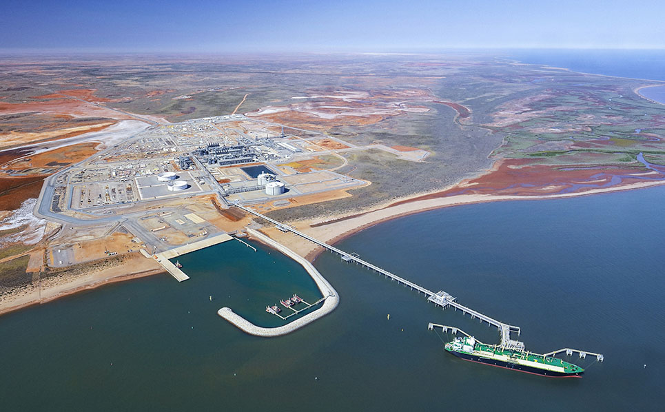 An aerial view of the Chevron-operated Wheatstone LNG Ashburton North plant site